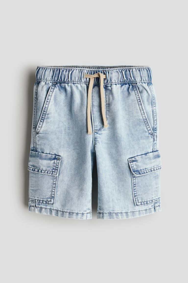 Denim Cargo Shorts - Regular waist - Knee-length - Light denim blue - Kids | H&M US | H&M (US + CA)