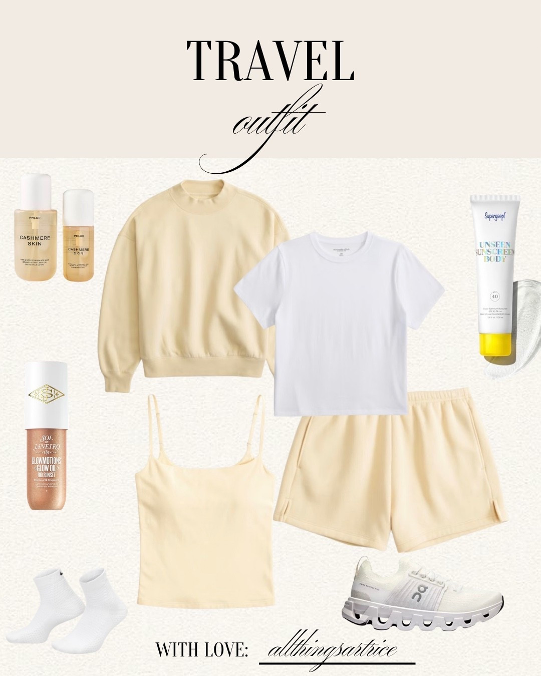 The perfect travel outfit from @abercrombie 



Abercrombie | travel | outfit | butter yellow | matching set | on clouds | shoes | sneakers | tennis shoes | Supergoop | sunscreen | perfume | Phlur | glow | oil | Sol de Janeiro | vacation | spring break | summer | pool | beach | Amazon | Anthropologie |allthingsartrice 

#LTKTravel #LTKSaleAlert #LTKootd