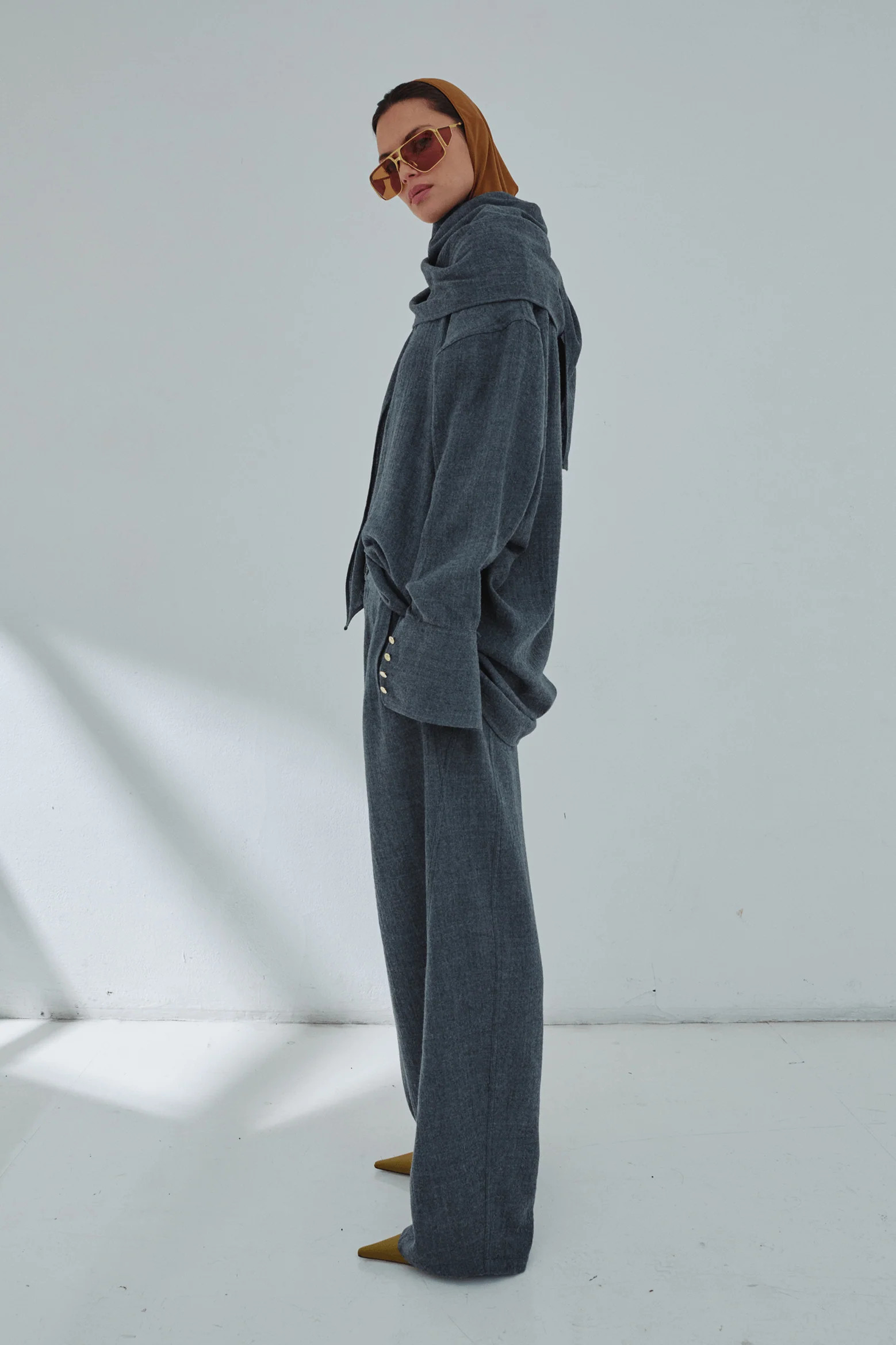 georgia - detachable scarf japanese wool shirt | The New Trend (Australia & New Zealand)