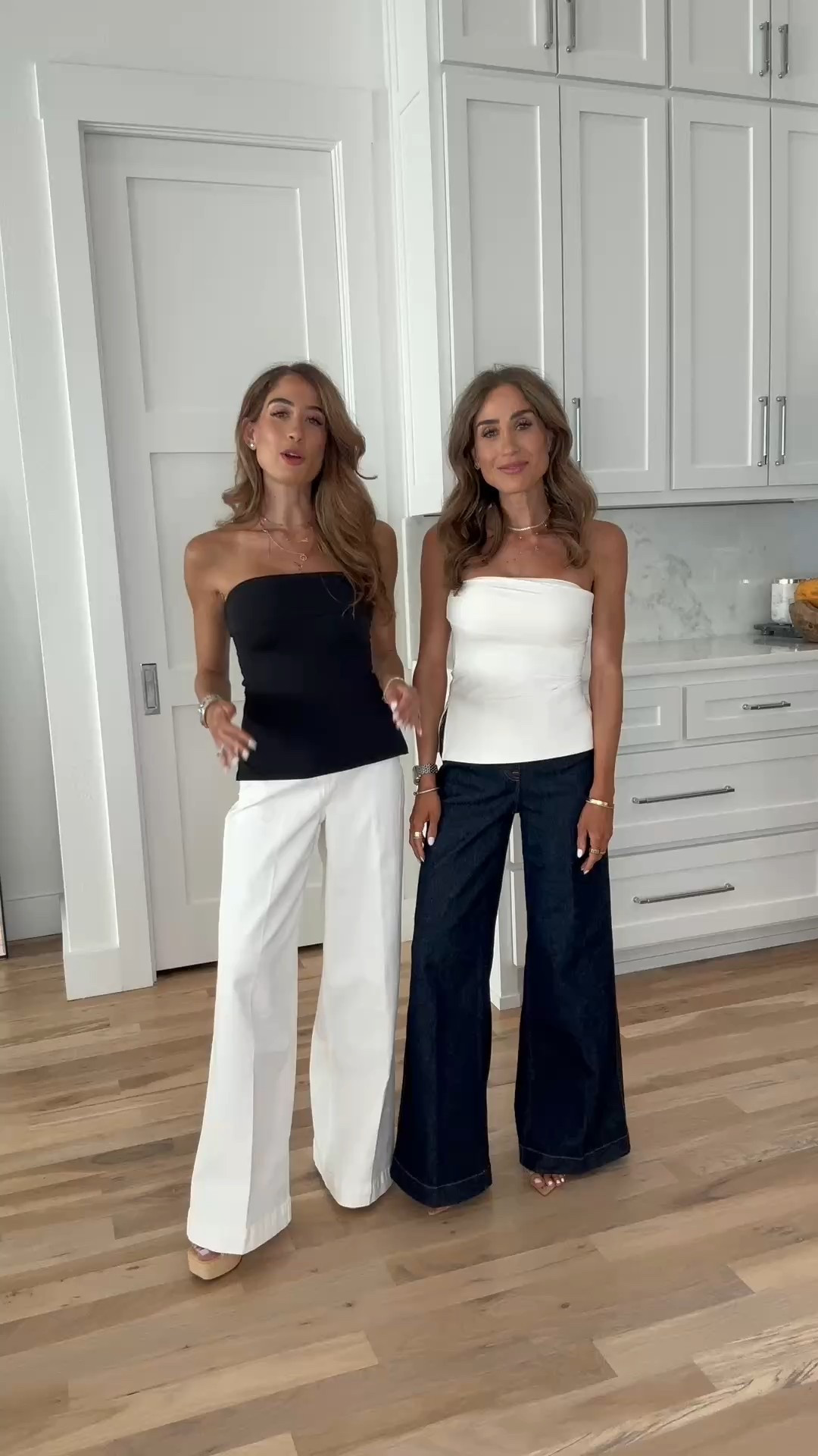 Petite friendly wide leg jeans size xs petite white and black strapless tops size xs  

#LTKSaleAlert #LTKPetite