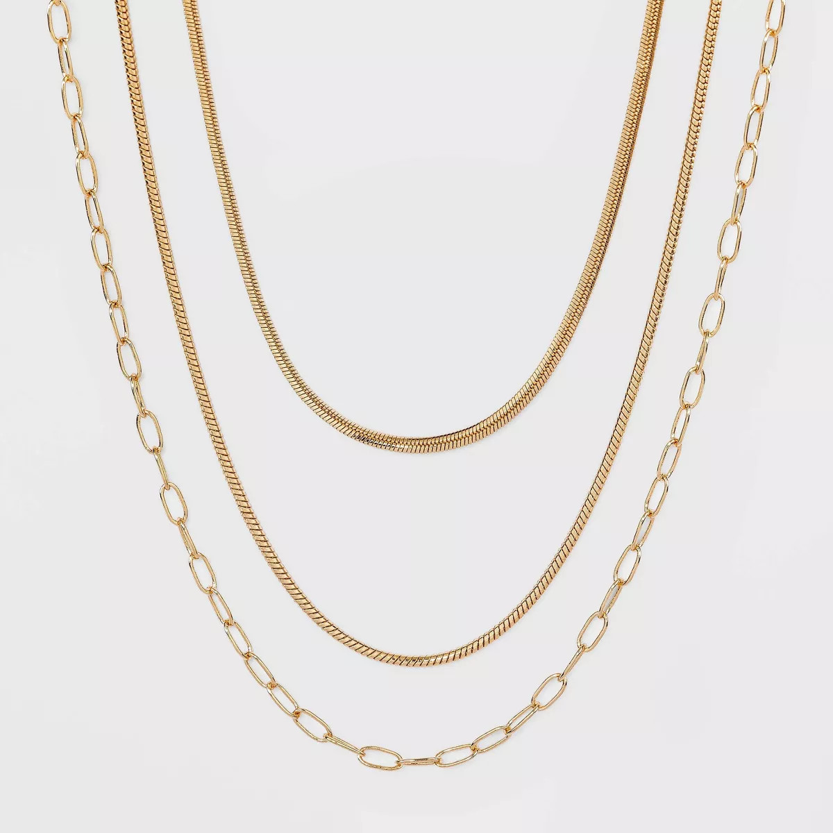 Round Flat Multi-Strand Snake Chain Necklace - A New Day™ Gold | Target