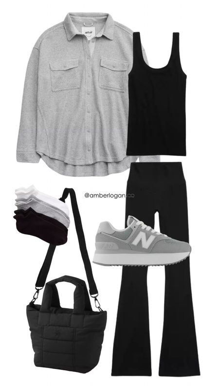 Aerie casual fall outfit idea 

Waffle knit shacket, new balance sneakers, casual fall shoes, flare leggings, crossbody bag, airport outfit 
#athleisure #loungewear 

#LTKSeasonal #LTKtravel #LTKshoecrush