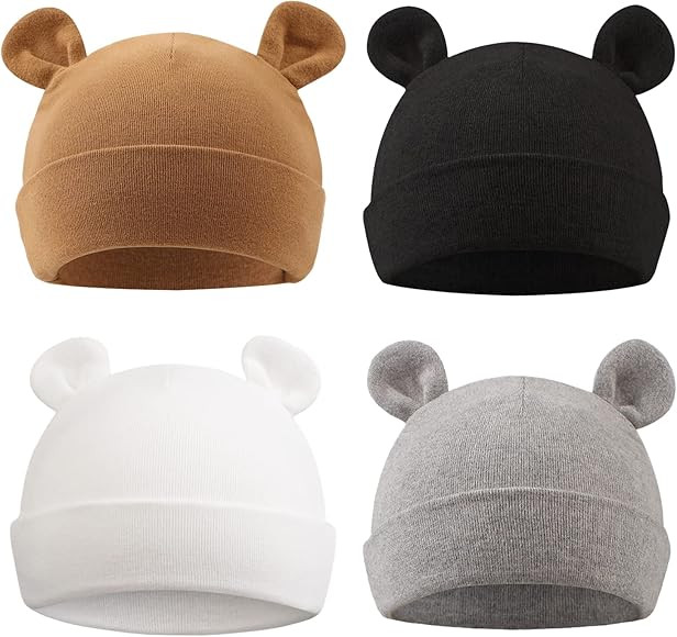 PEECABE Cotton Newborn Hospital Hat Infant Boys Beanie Soft Cute Bear Ear Hat for Girls 0-6 Month... | Amazon (CA)