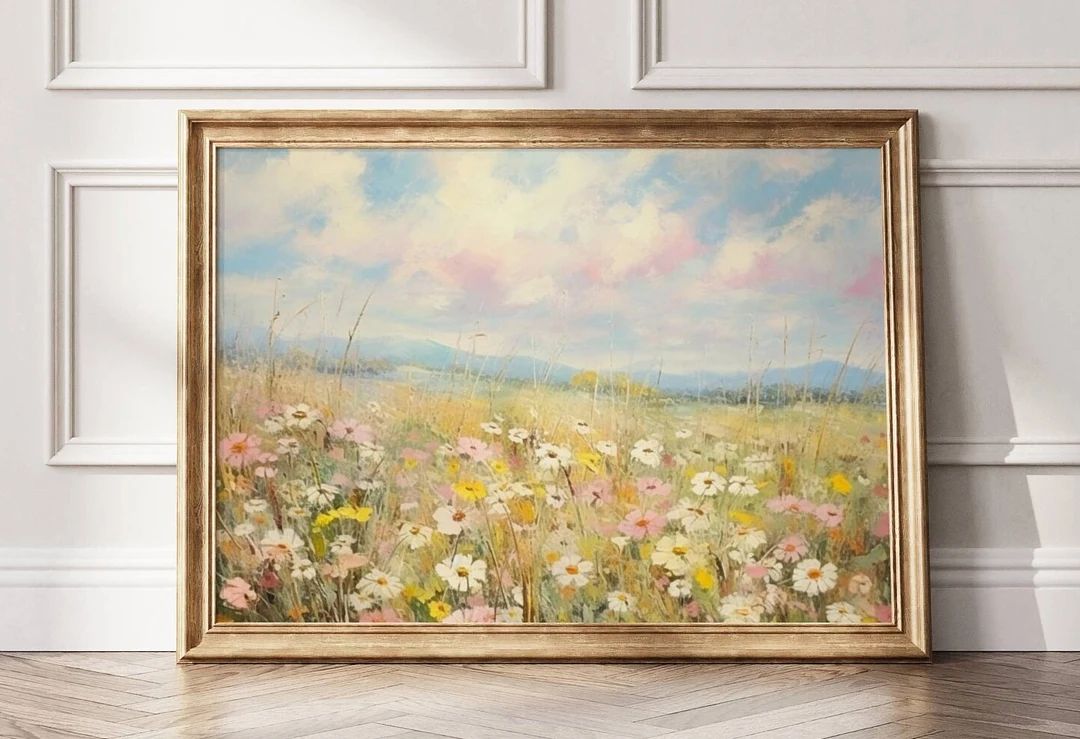 Spring Meadow Painting Poster, Vintage Landscape Print, Country Field Printed Poster, Spring Land... | Etsy (US)