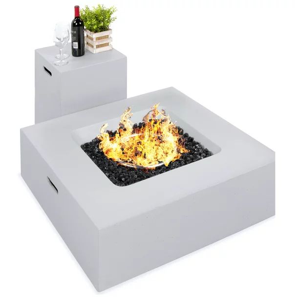 Best Choice Products 35x35in 40,000 BTU Outdoor Square Propane Fire Pit Table w/ Side Table Tank ... | Walmart (US)