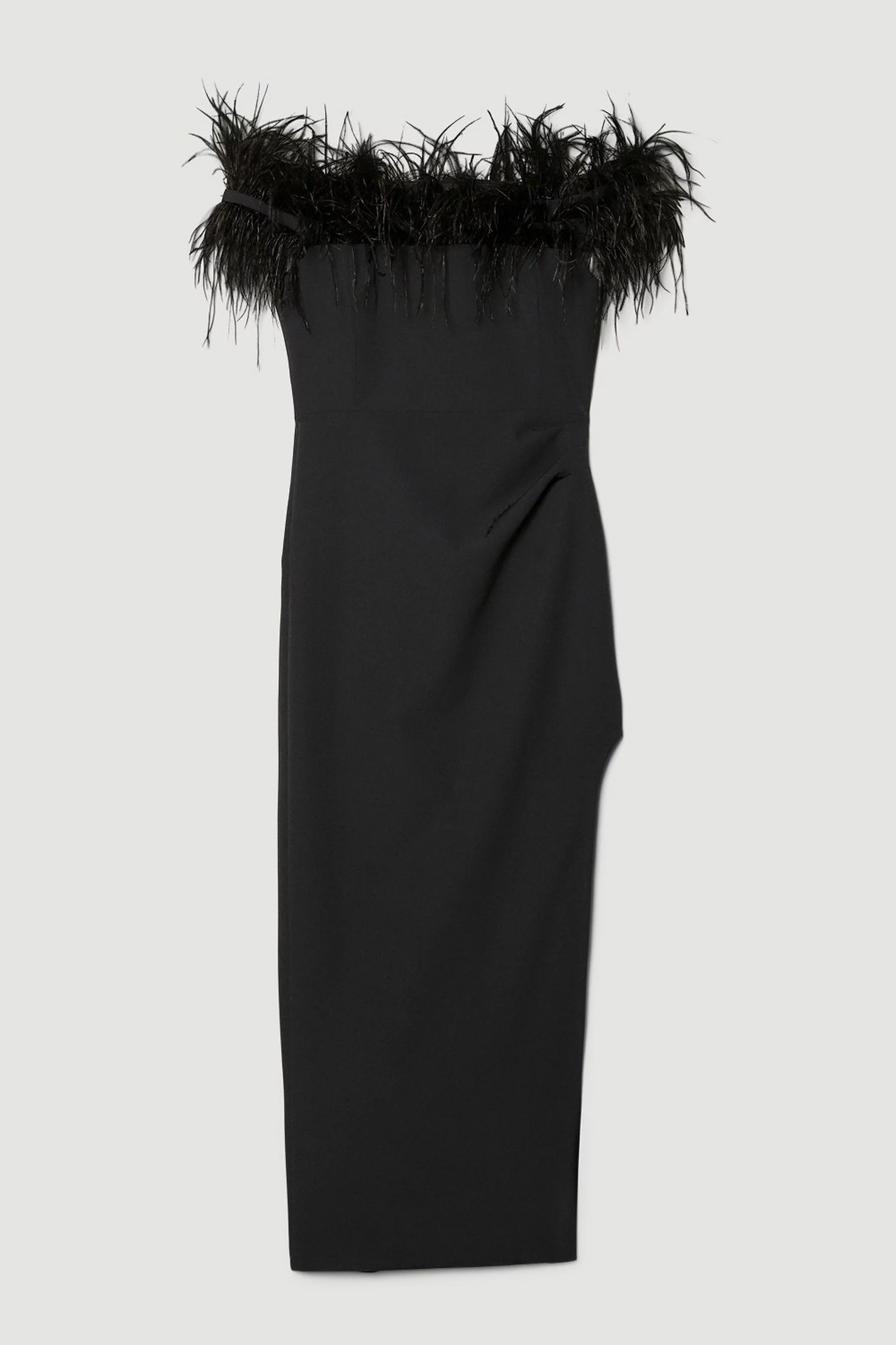 Feather Bardot Stretch Crepe Maxi Dress | Karen Millen UK + IE + DE + NL