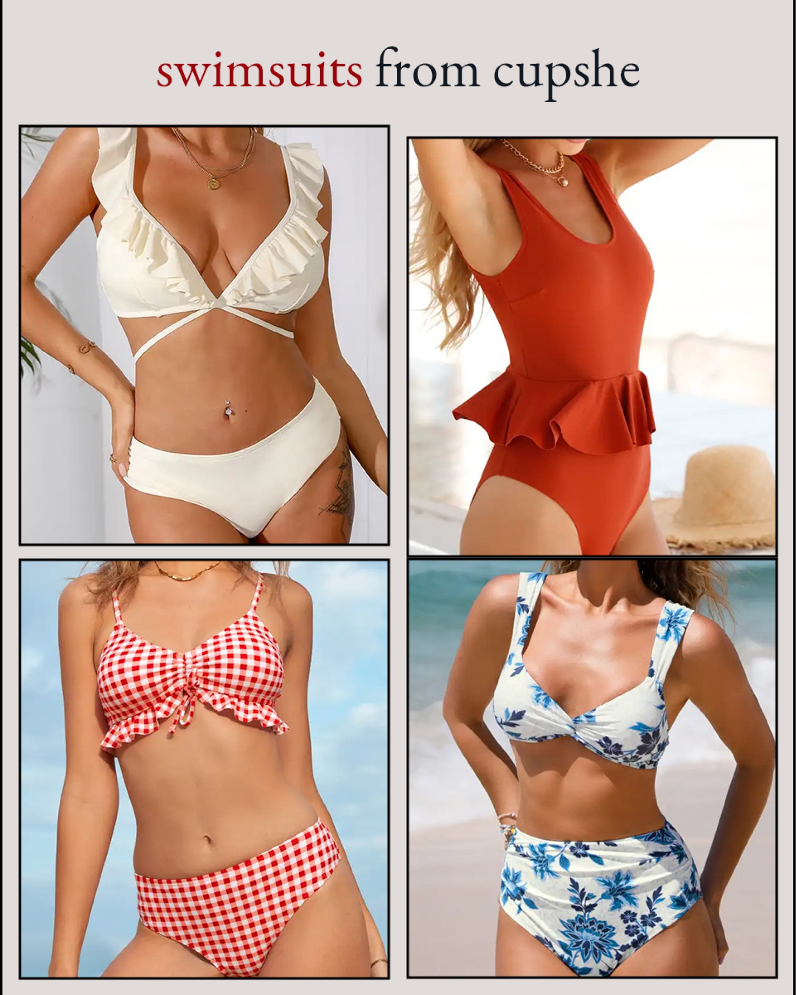 red swimsuits, white swimsuits, swimwear, bikinis

#LTKswim #LTKSeasonal #LTKunder50