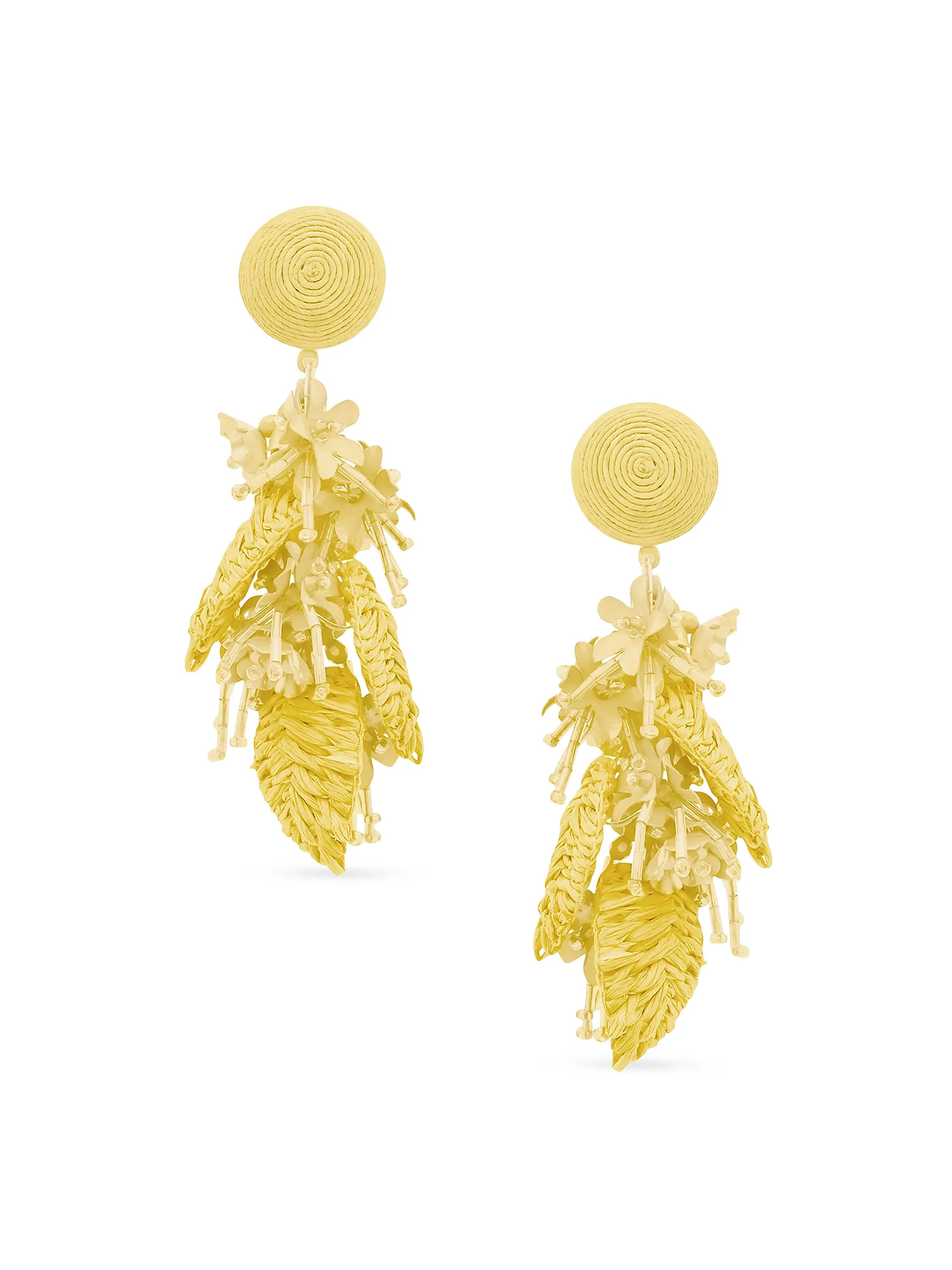 Oscar de la Renta Mixed-Media Tassel Bouquet Clip-On Drop Earrings | Saks Fifth Avenue | Saks Fifth Avenue