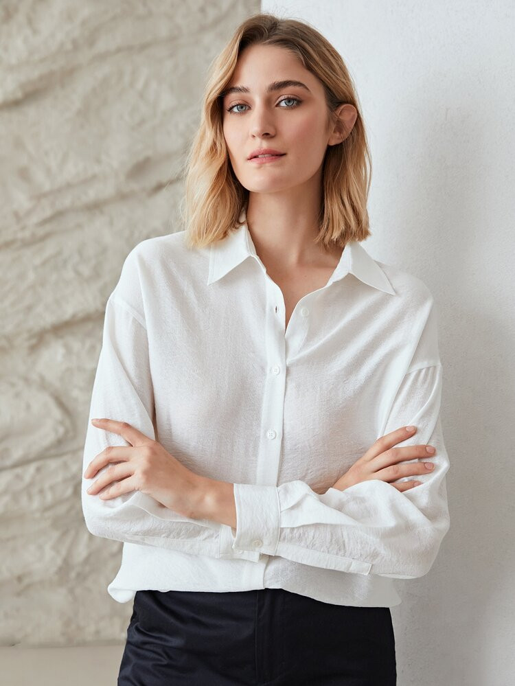 MOTF PREMIUM LINEN OVERSIZED BLOUSE | SHEIN