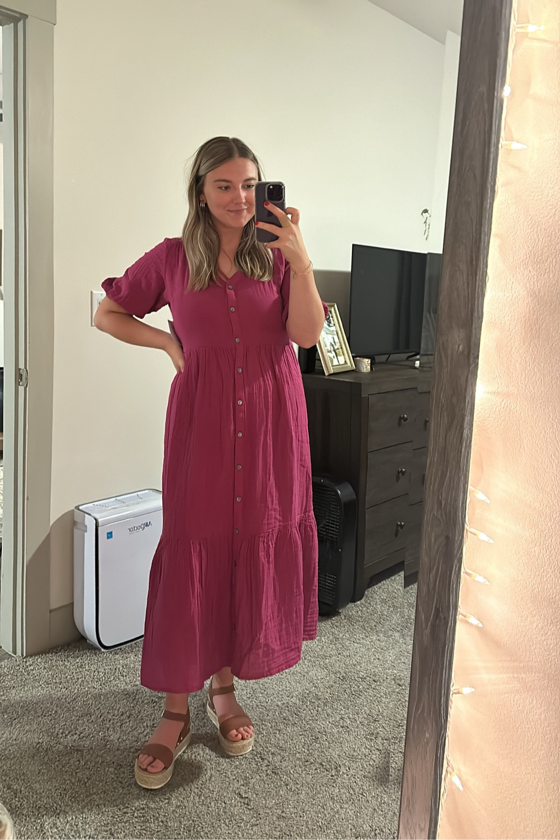 A brighter pink in person. Wearing a medium. 

#LTKStyleTip #LTKMidsize #LTKFindsUnder50