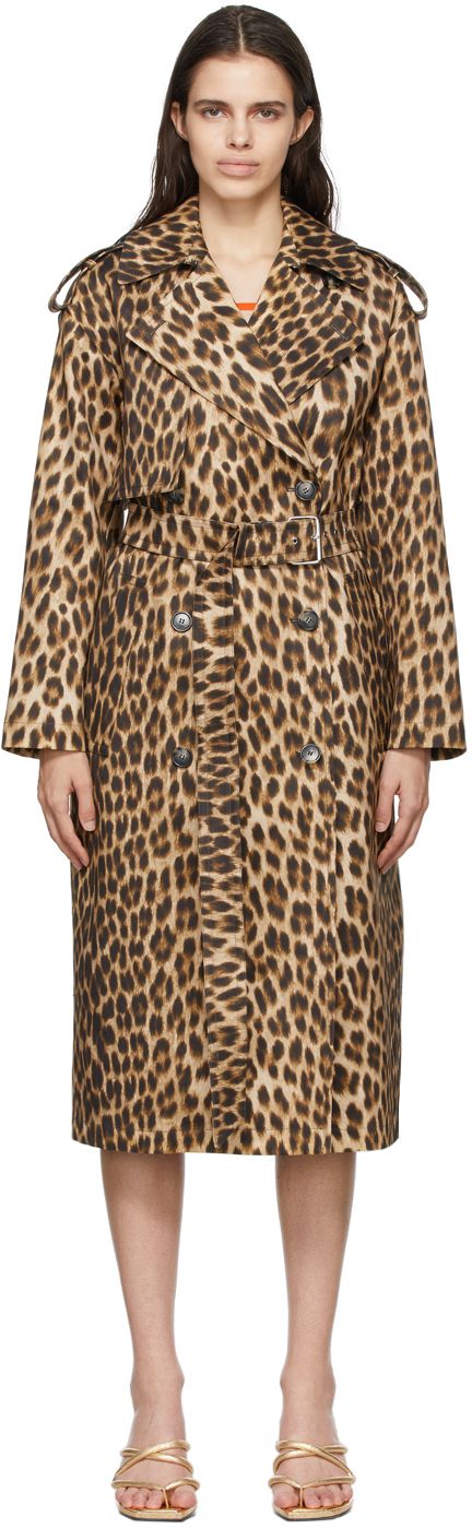 Tan Leopard Bracco Trench Coat | SSENSE