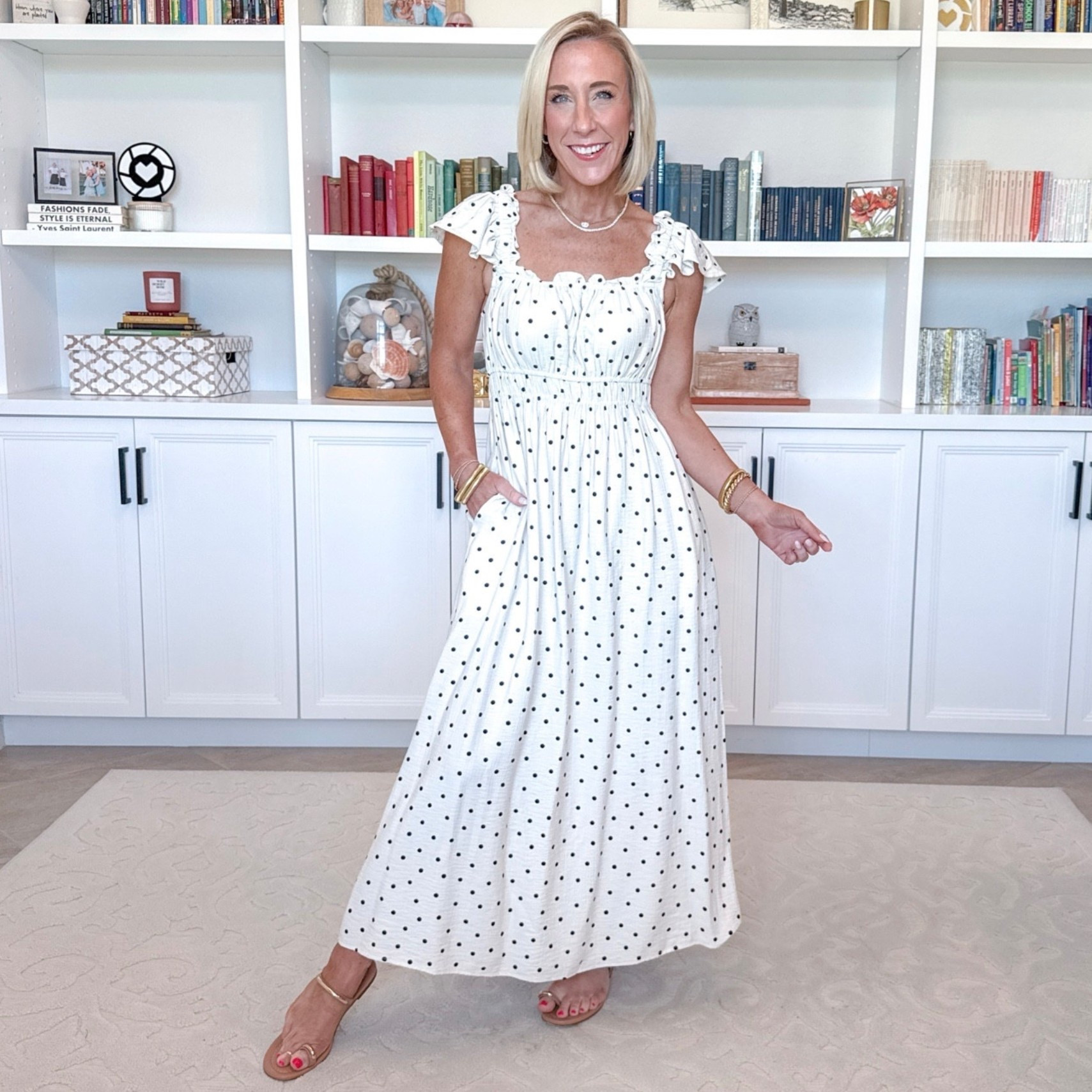 Target - unboxing & style * Polka Dot Modern Gauze Femme Ruched Maxi Dress - size XS. $35. 2 colors.

 

#LTKSeasonal #LTKOver40