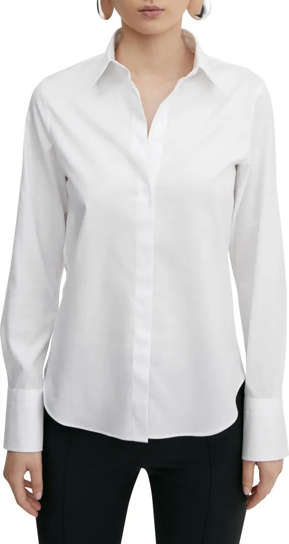 MANGO Slim Fit Cotton Poplin Button-Up Shirt | Nordstrom | Nordstrom