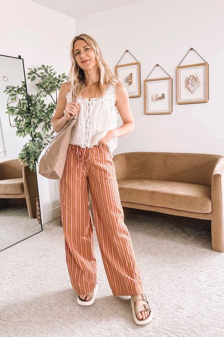 Summer Outfit • I’m so in love with these striped linen pants from free people! I linked the amazon version too but I tried them and they’re very stiff - pretty colors though! [able code: JENNH20]

#LTKShoeCrush #LTKStyleTip #LTKSeasonal