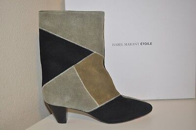 NIB ISABEL MARANT ETOILE DEXTON PATCH VELVET BOOTIES BOOT Black/Taupe EUR 36  | eBay | eBay CA