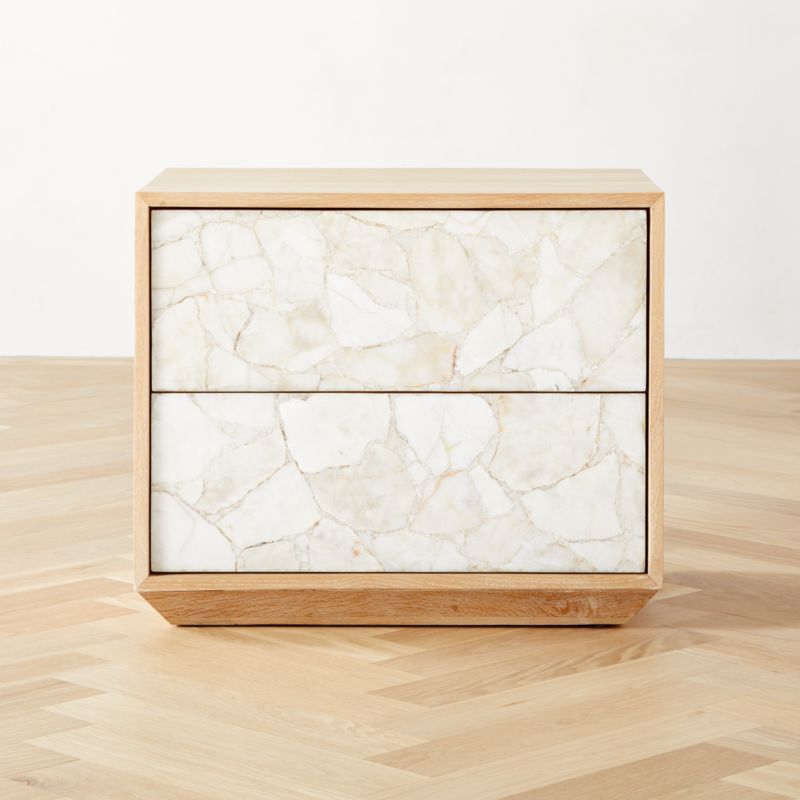 Rocca 2-Drawer Agate and White Oak Wood Nightstand + Reviews | CB2 | CB2