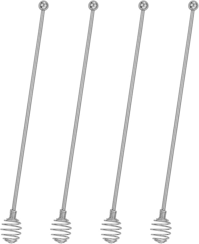 Coffee Stir Sticks,BURLIHOME Stainless Steel Swizzle Sticks 4Pcs Reusable Beverage Stirrers with ... | Amazon (US)