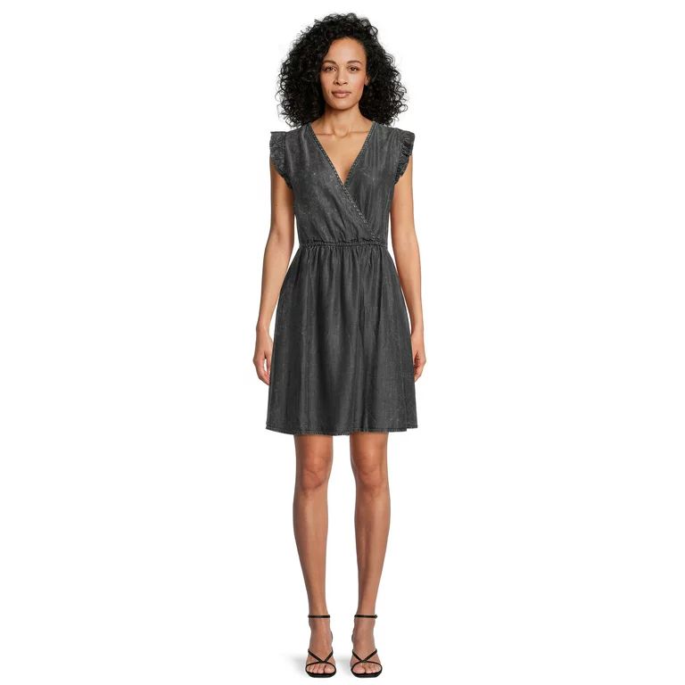Time and Tru Women's Surplus Flutter Sleeve Mini Dress | Walmart (US)