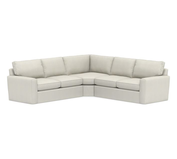 Pearce Square Arm Slipcovered 3-Piece L-Sectional with Wedge | Pottery Barn (US)