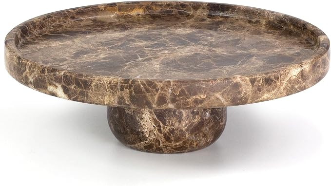 9.8''Marble Decorative Tray with Ball Feet,Brown | Natural marble vanity tray with raised ball fe... | Amazon (US)