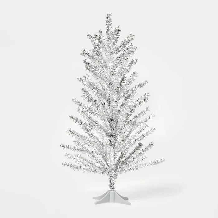 2ft Unlit Tinsel Christmas Tree Shiny Silver - Wondershop™ | Target