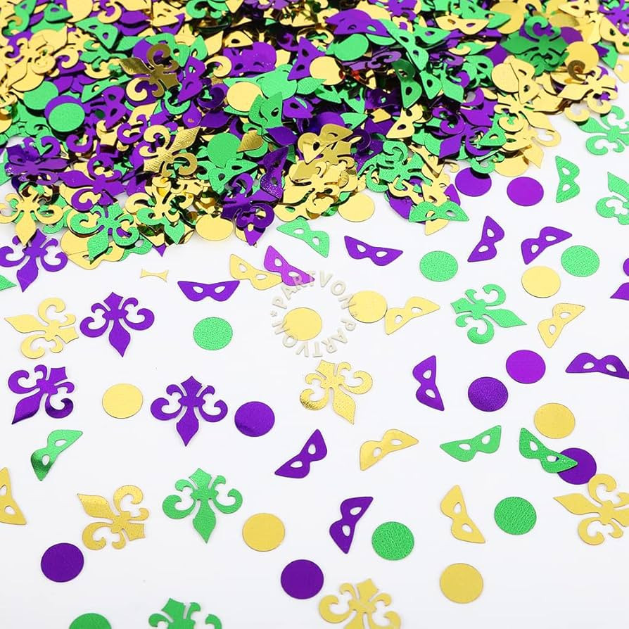 Mardi Gras Party Decoration Confetti | Masquerade Fleur De Lis Party Supplies Centerpiece | Mardi... | Amazon (US)