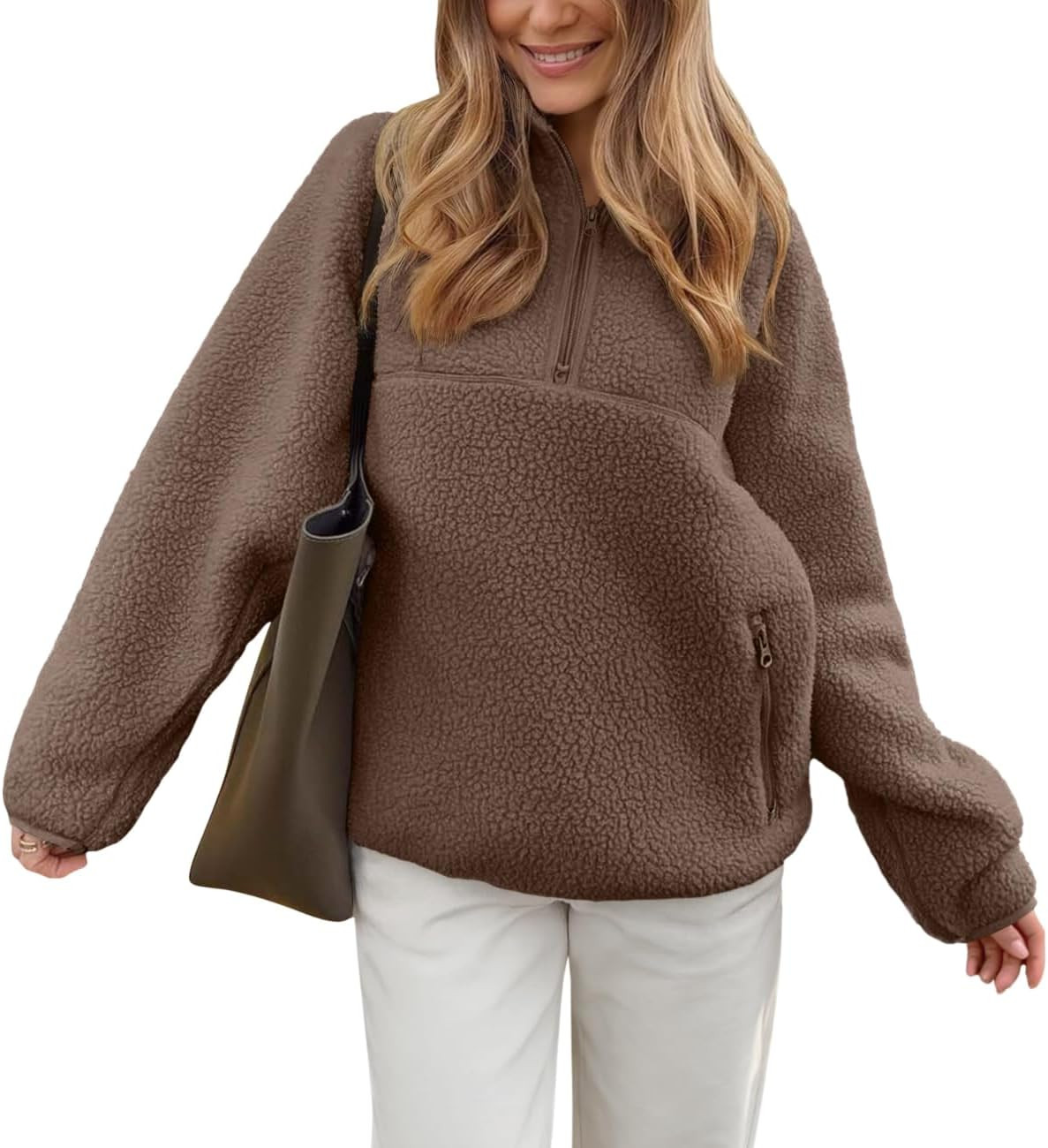 LASLULU Womens Half Zip Pullover Sherpa Fleece Jacket Winter Clothing | Amazon (US)