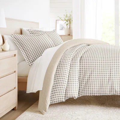 Duvet Cover Set Patterned Microfiber Ultra Soft Bedding in Gingham Check | Wayfair North America