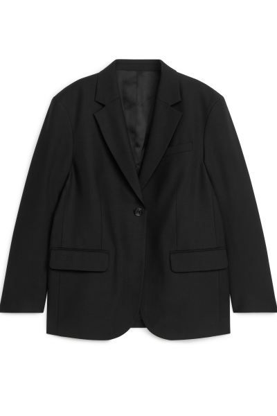 Oversized Wool Blend Twill Blazer - Black - Ladies | H&M GB | H&M (UK, MY, IN, SG, PH, TW, HK)