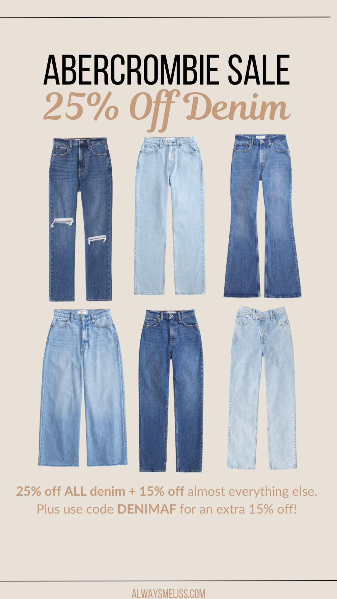 So many super cute jeans available at Abercrombie! Denim sale is happening now! Love the wide leg jeans

Abercrombie 
Denim
Sale

#LTKSaleAlert #LTKBacktoSchool #LTKStyleTip