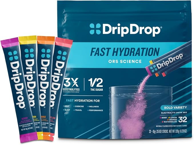DripDrop Hydration Packets - Bold Variety Pack - Single Serve Electrolytes Powder Drink Mix - Wat... | Amazon (US)