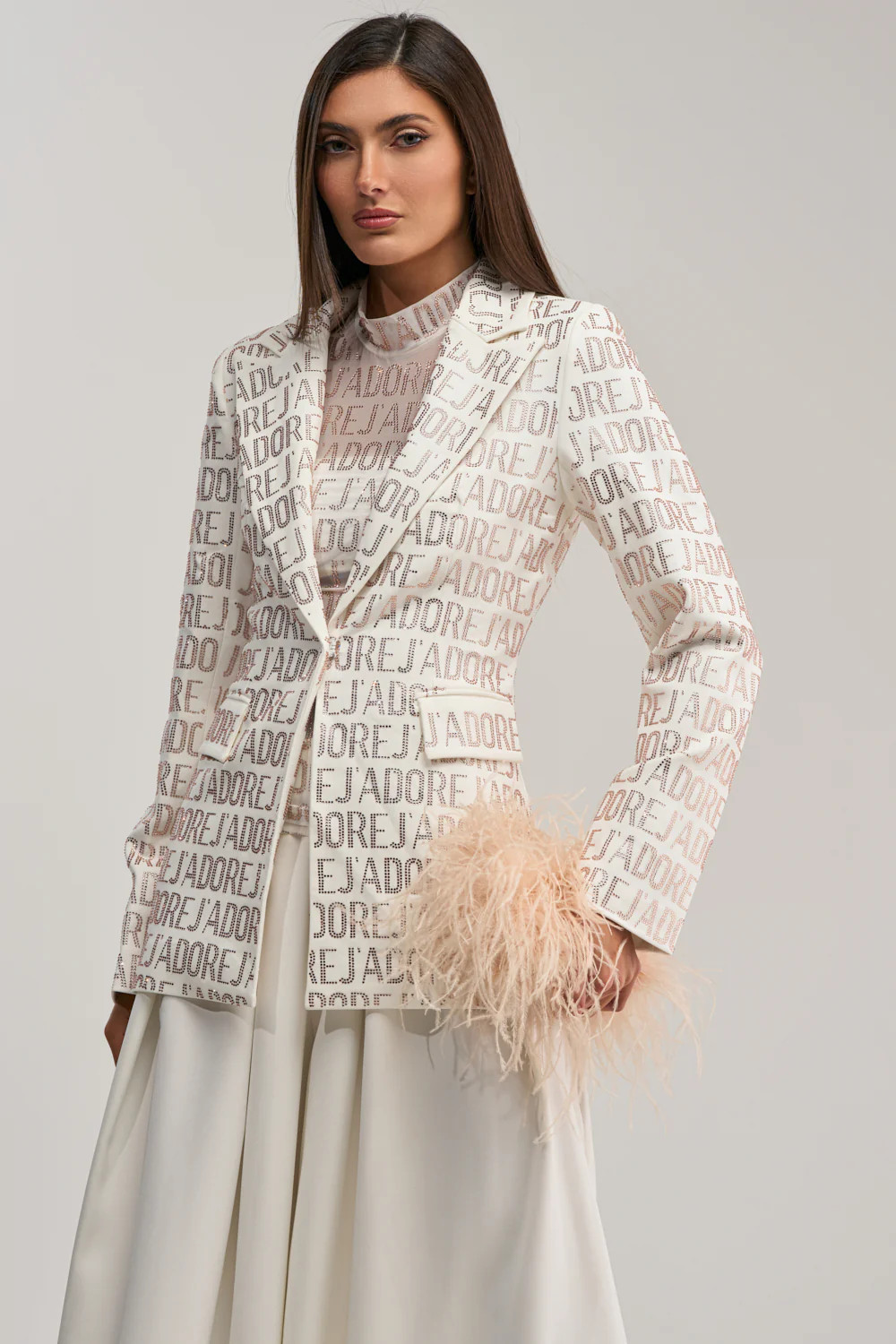 J'ADORE EMBELLISHED BLAZER IN WHITE | AKIRA