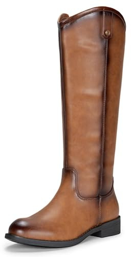 Vepose Women's Brown Wide Calf Knee High Riding Boots, Size 8.5, CJY956 | Amazon (US)