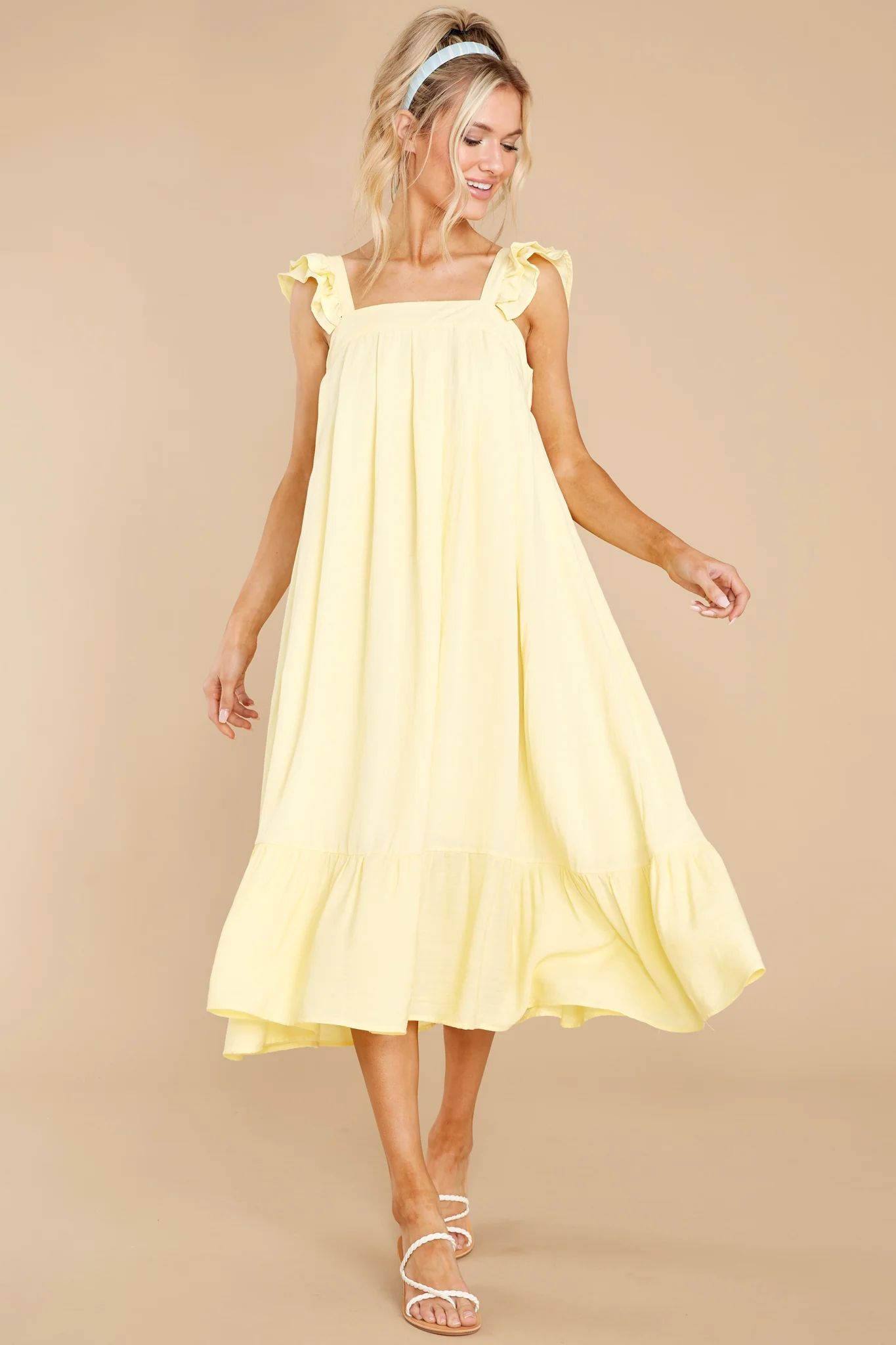 So You Hear Sunshine Yellow Midi Dress | Red Dress 