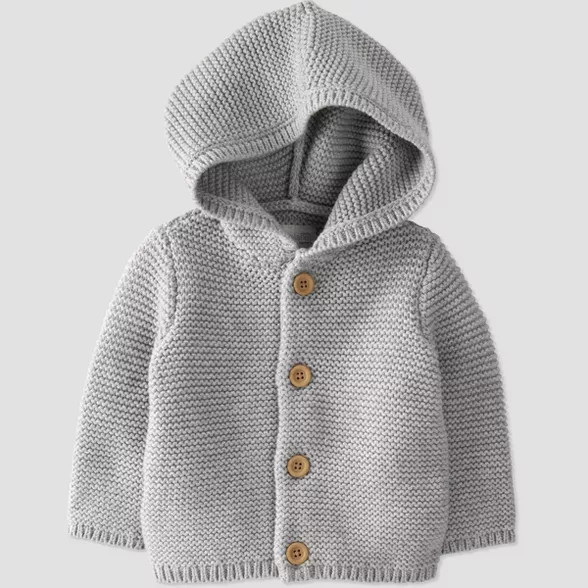 Baby Hooded Sweater Cardigan - little planet by carter's Gray | Target