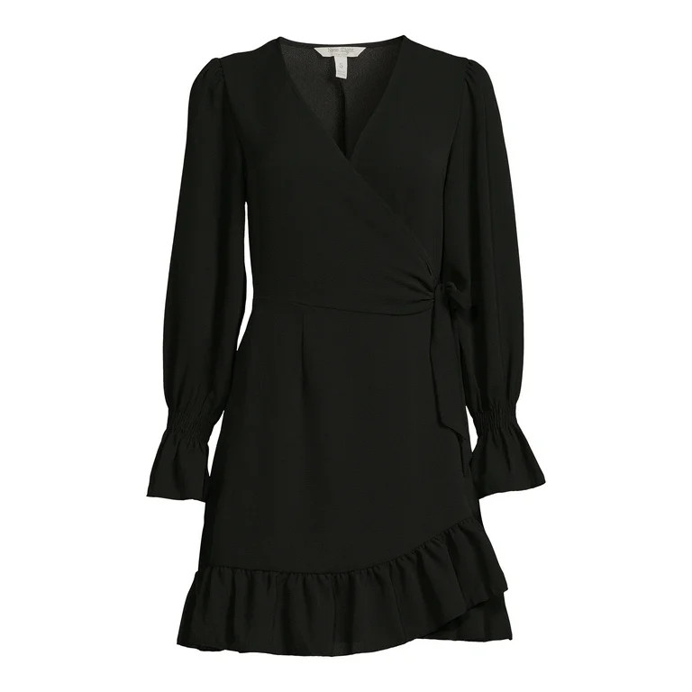 Nine.Eight Women’s Ruffle Wrap Dress with Long Sleeves - Walmart.com | Walmart (US)