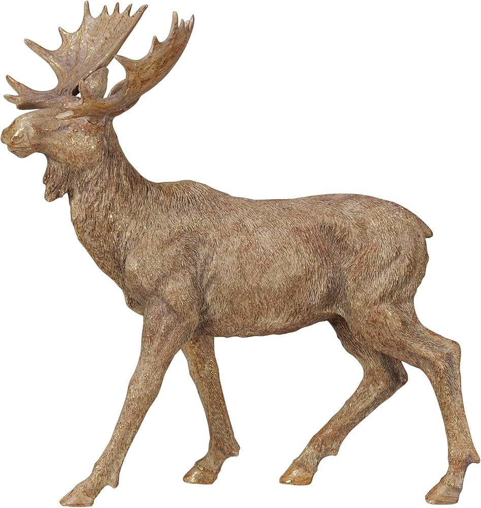 Creative Co-Op Tall Resin Standing Moose, Antique Gold Finish | Amazon (US)