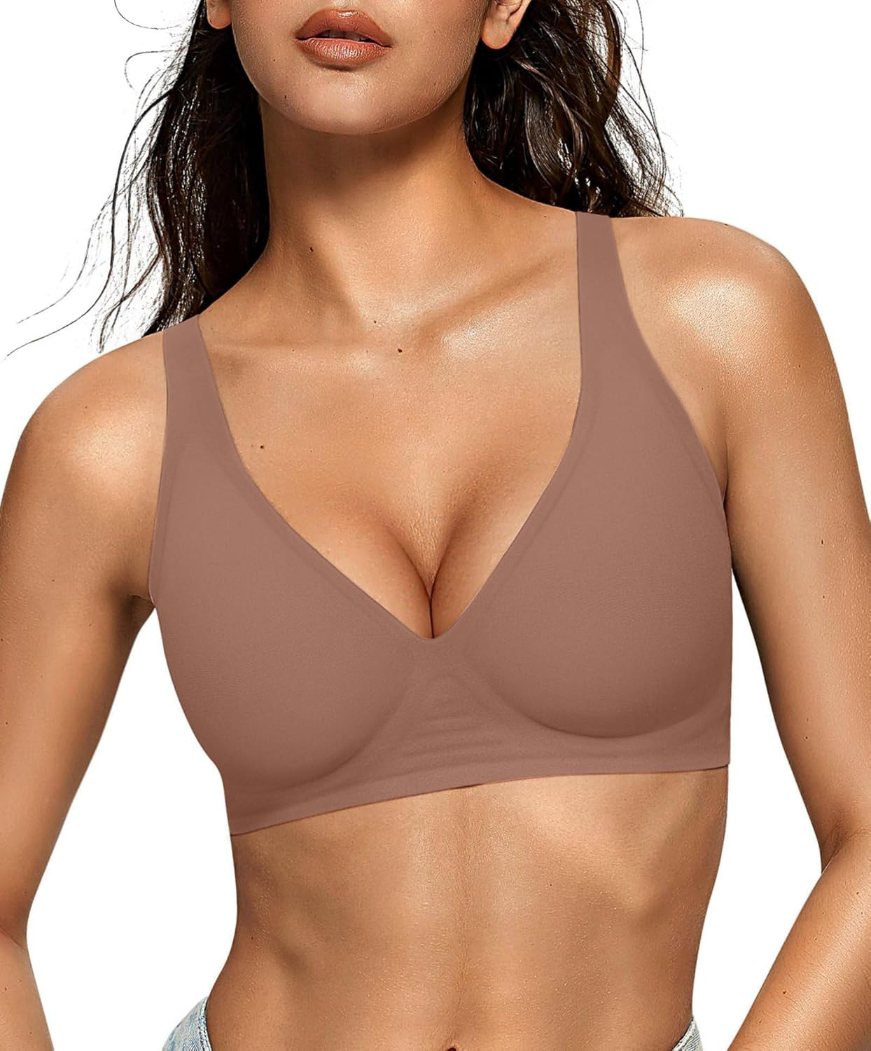 OEAK Womens Jelly Bras Wireless Deep V Bralette Comfy Push Up Tshirt Bras | Comfortable,support and lift,no underwire,bralettes,plunge,full coverage,invisible,balconette,minimizer,no show,soft | Amazon (US)