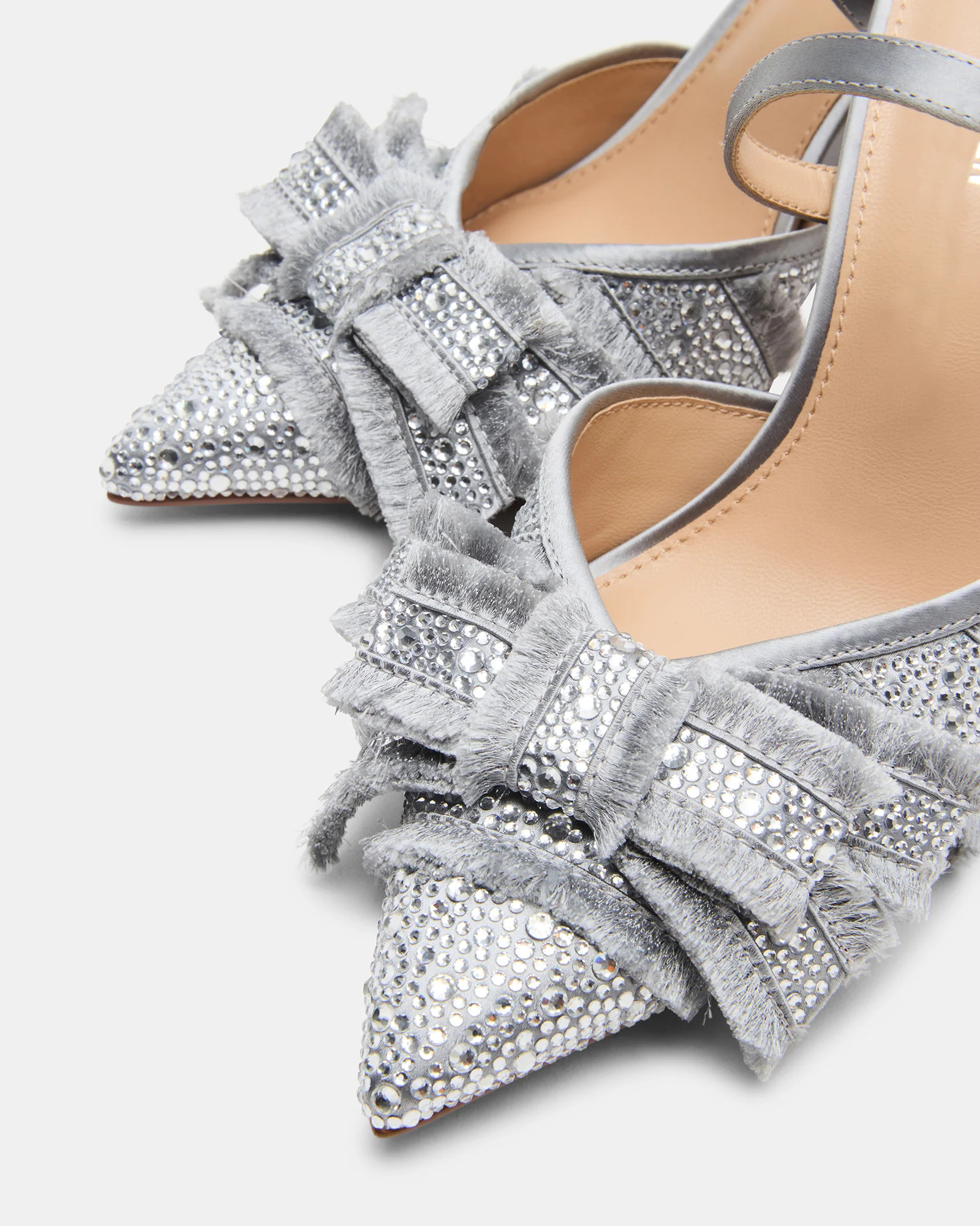BAYLIN Grey Satin Rhinestones Bow Pointed-Toe Stiletto Women's Heel | Steve Madden (US)