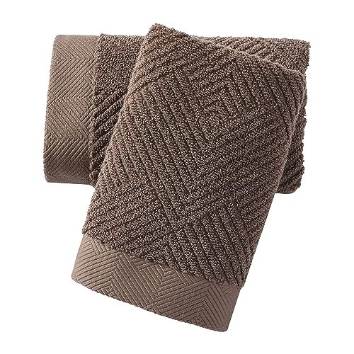 sense gnosis Chocolate Hand Towel Set of 2 Premium 100% Cotton Herringbone Striped Weave Ultra Soft Highly Absorbent Hand Towel for Bathroom 13 X 29 Inch | Amazon (US)