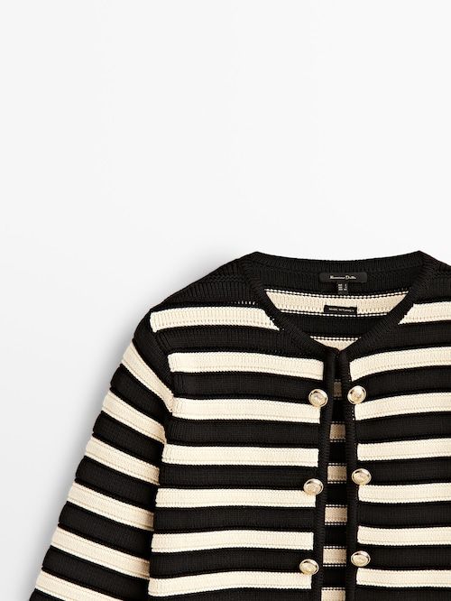 Striped knit cardigan with double buttons | Massimo Dutti (US)