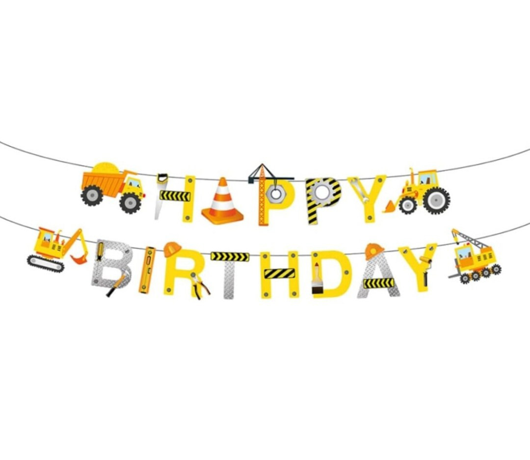 Construction Birthday Banner, Dump Truck Party Decoration,Construction Truck Birthday Party Decor... | Etsy (US)