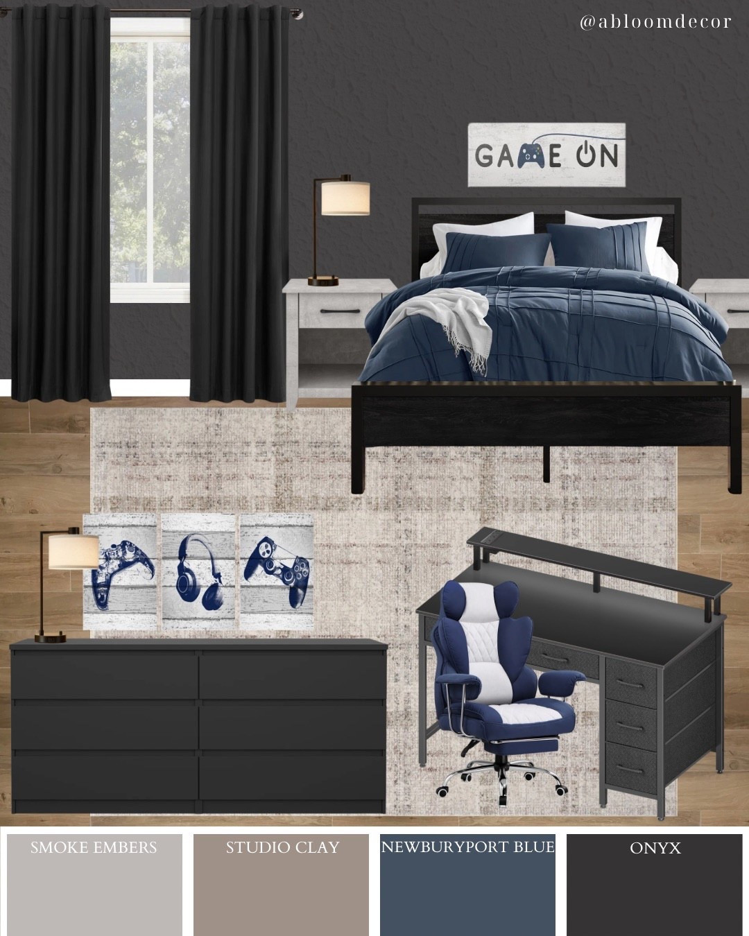 Bold Navy Gamer Room Teenage Bedroom Design

#LTKHome #LTKKids #LTKMens