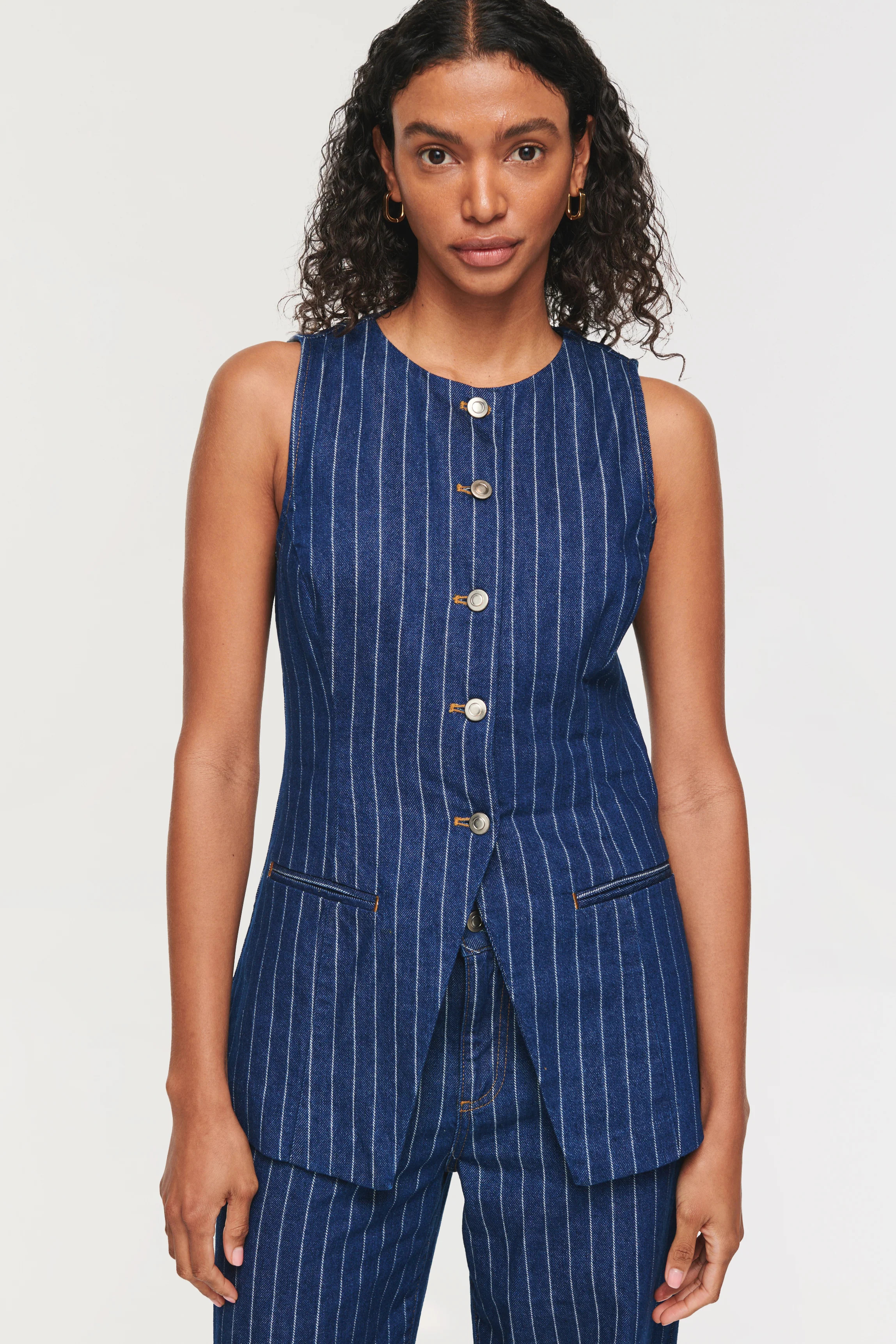 Leo | Denim Pinstripe Waistcoat | ALIGNE | ALIGNE UK & EU