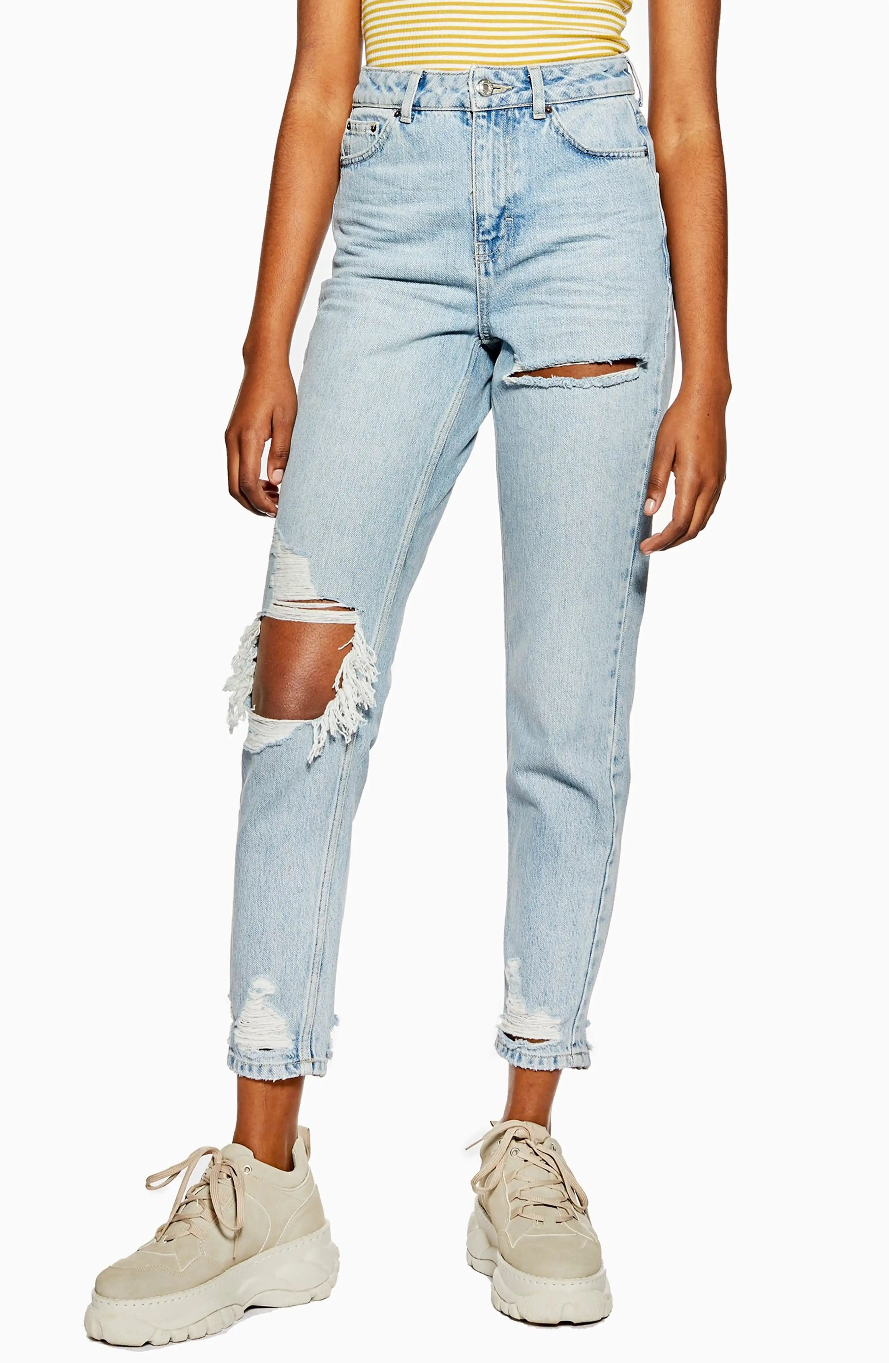 Willow Rip Moto Mom Jeans | Nordstrom
