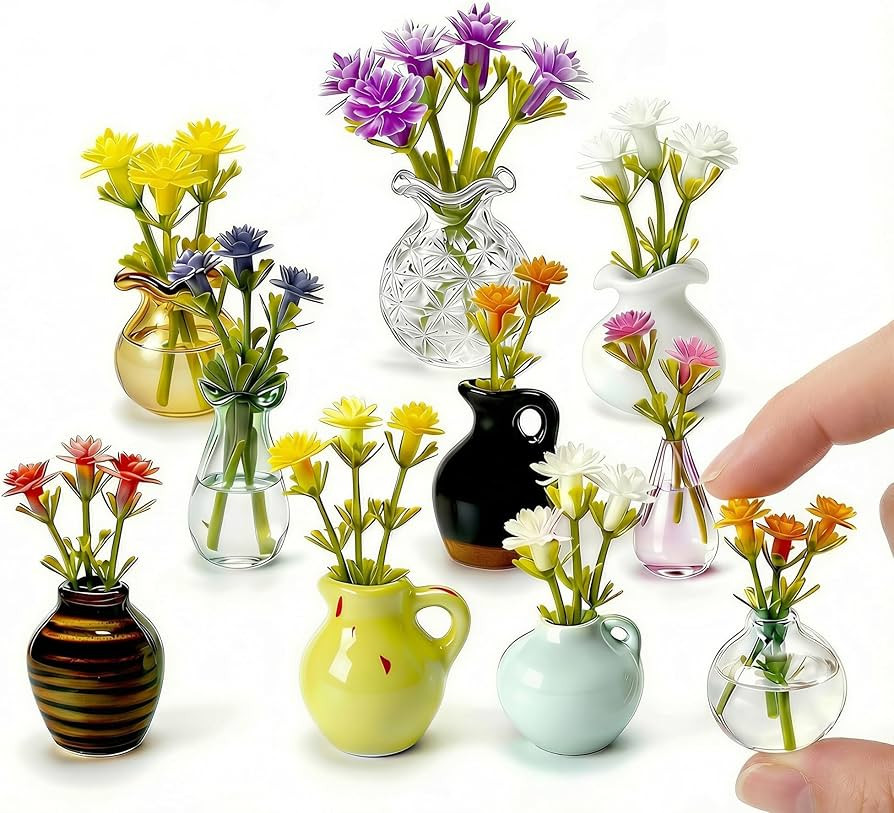 Mini Vase Magnets for Fridge – 10-Pack Mixed Ceramic & Glass Magnetic Mini Bud Vases – Slam-P... | Amazon (US)