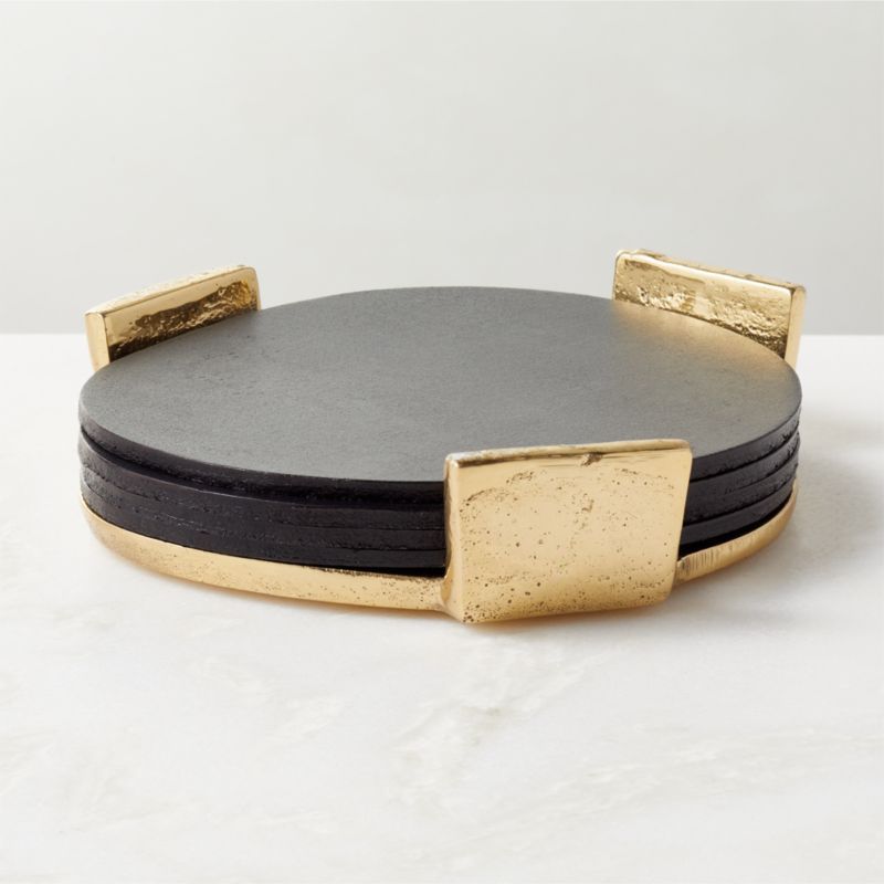 Pebble Leather Coasters Set of 4 by Lawson-Fenning + Reviews | CB2 | CB2