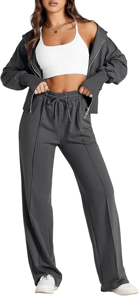 Herseas Womens 2 Piece Casual Outfit Workout Hoodie Sweatsuits with Sweatpant Travel Airport Trac... | Amazon (US)