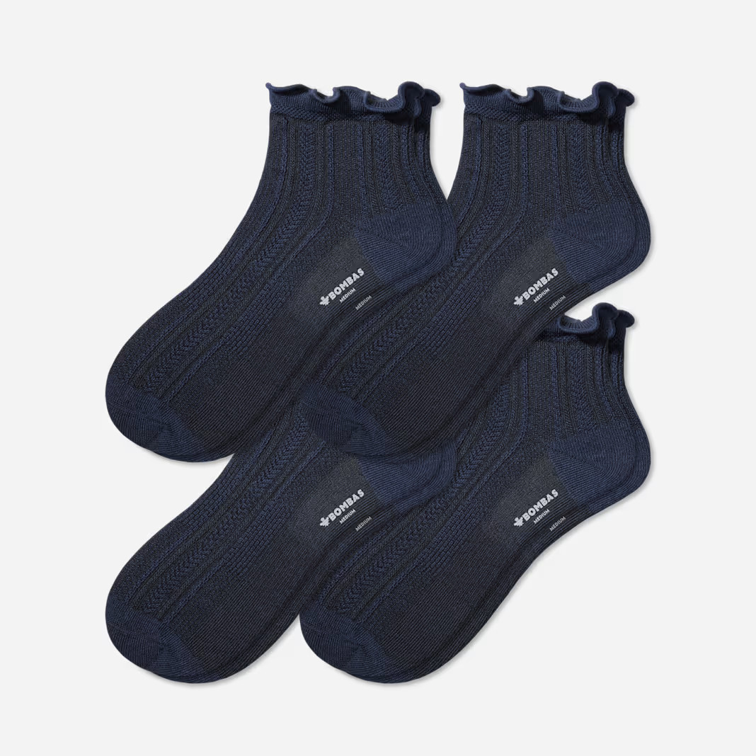 Women's Pointelle Frill Quarter Sock 4-Pack | Bombas