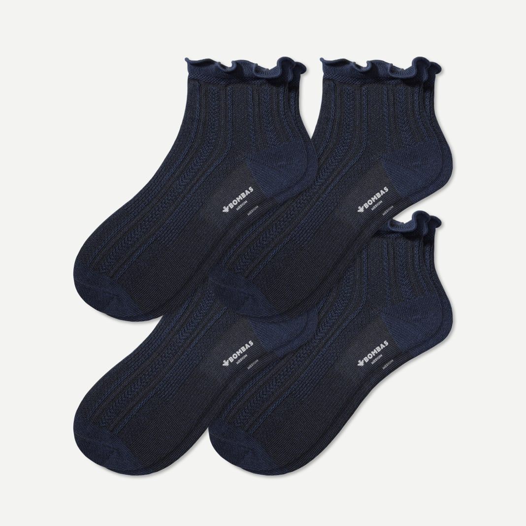 Women's Pointelle Frill Quarter Sock 4-Pack | Bombas Socks